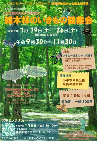 夏休み親子自然観察会のお知らせ